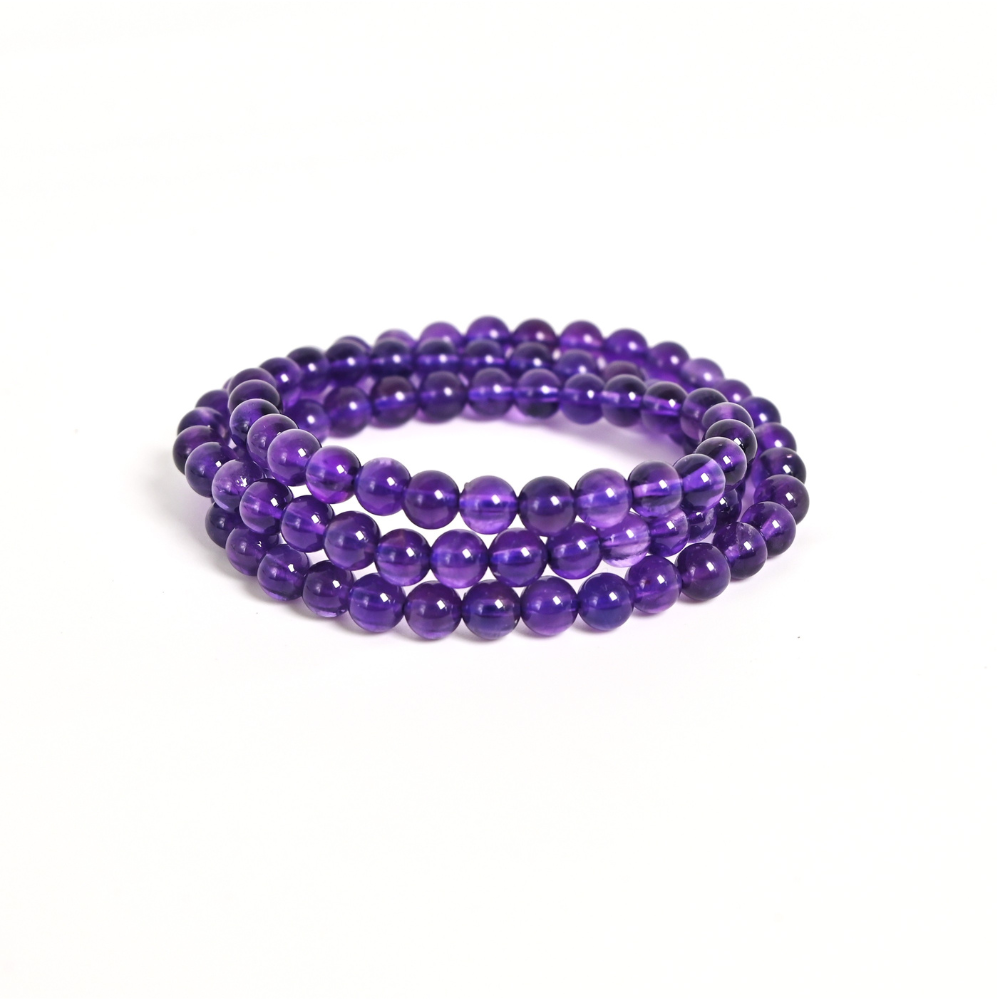Brazilian Amethyst Triple-Wrap Bracelet – Third Eye Energy & Protection
