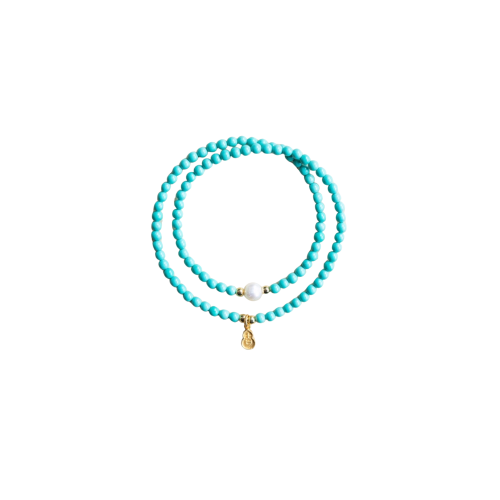 Harmony Pearl & Turquoise Twin Loop - Protection & Prosperity