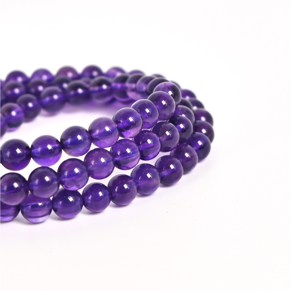 Brazilian Amethyst Triple-Wrap Bracelet - Third Eye Energy & Protection